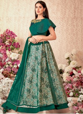 Green Jacquard Silk Ceremonial Designer A Line Lehenga Choli