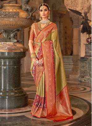 Green Meenakari Banarasi Silk Classic Saree