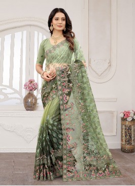 Green Net Ceremonial Classic Saree