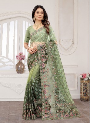 Green Net Ceremonial Classic Saree