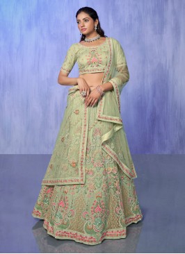 Green Net Designer Lehenga Choli