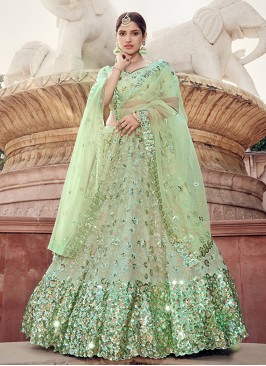 Green Net Lehenga Choli