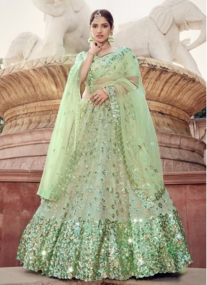 Green Net Lehenga Choli