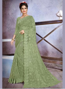 Green Net Party Traditional Designer Saree