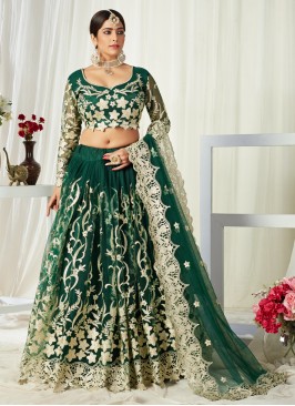 Green Net Sangeet Lehenga Choli