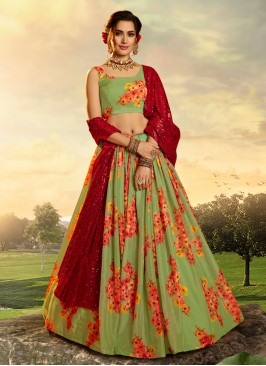 Green Organza Lehenga Choli