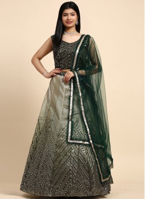 Green Organza Readymade Lehenga Choli