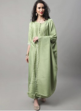 Green Party Silk Blend Salwar Suit