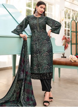 Green Party Velvet Salwar Suit