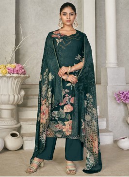 Green Pashmina Digital Print Palazzo Salwar Suit