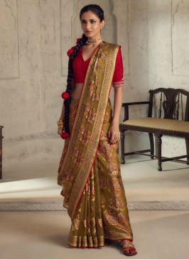 Green Patch Border Brasso Classic Saree