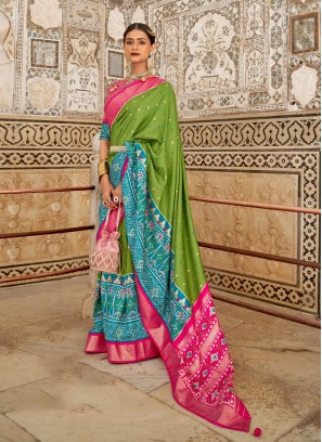 Green Patola Silk  Classic Designer Saree