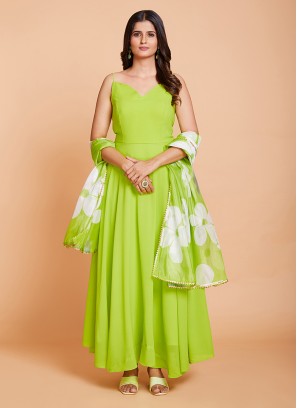 Green Plain Designer Gown