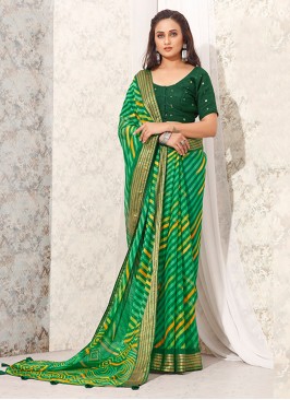Green Print Party Trendy Saree