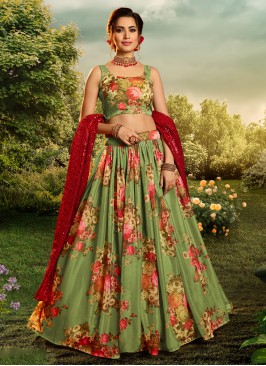 Green Reception Organza Lehenga Choli