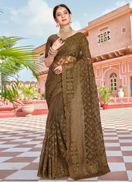 Green Resham Net Trendy Saree