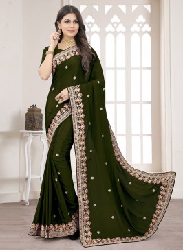 Green Resham Trendy Saree