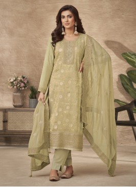 Green Resham Viscose Pant Style Suit