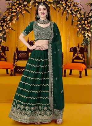 Green Sangeet Georgette Trendy Lehenga Choli