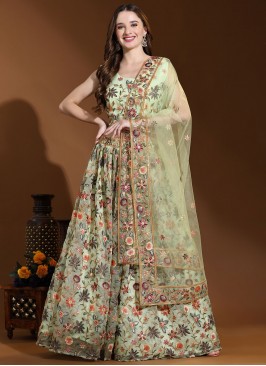 Green Sangeet Net Readymade Lehenga Choli
