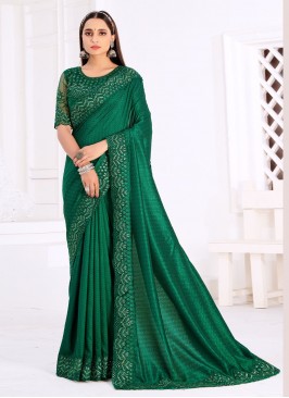 Green Sequins Designer Contemporary Saree