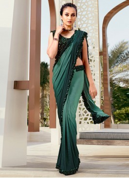 Green Sequins Imported Classic Saree