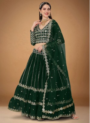 Green Sequins Lehenga Choli