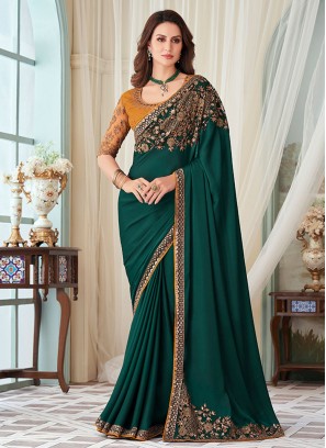 Green Silk Border Contemporary Style Saree