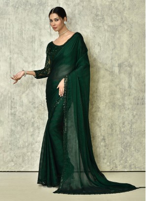Green Silk Engagement Classic Saree