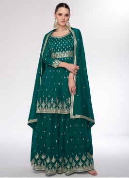 Green Silk Party Trendy Salwar Kameez