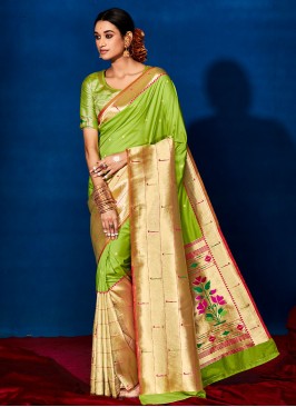 Green Silk Sangeet Classic Saree