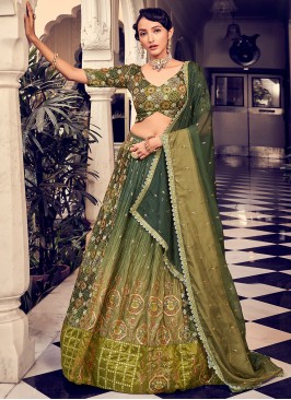 Green Silk Sequins Designer Lehenga Choli
