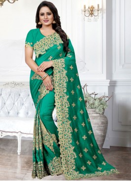 Green Silk Stone Work Traditional Saree