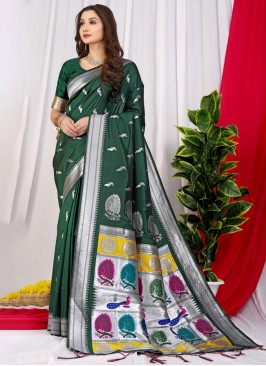 Green Thread Silk Designer Saree
