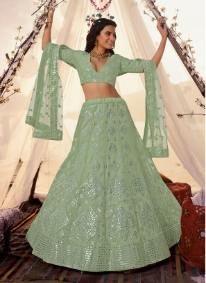 Green Thread Wedding Designer Lehenga Choli
