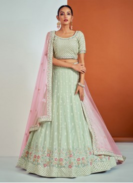 Green Thread Wedding Designer Lehenga Choli