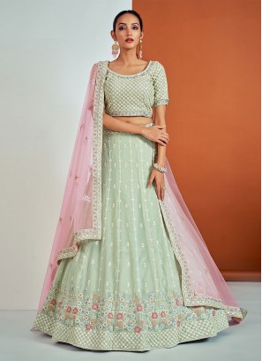 Green Thread Wedding Designer Lehenga Choli