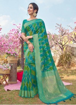 Green Tissue Party Saree