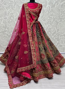 Green Velvet Designer Lehenga Choli