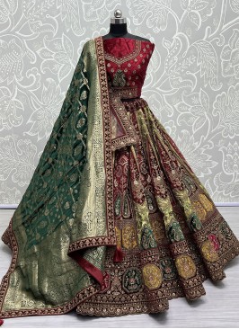 Green Velvet Designer Lehenga Choli