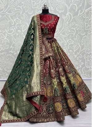 Green Velvet Designer Lehenga Choli