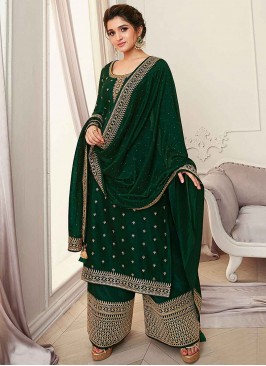 Green Vichitra Silk Festival Designer Pakistani Suit