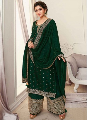 Green Vichitra Silk Festival Designer Pakistani Suit