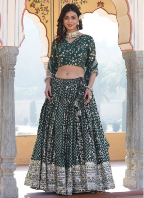 Green Viscose Trendy Lehenga Choli