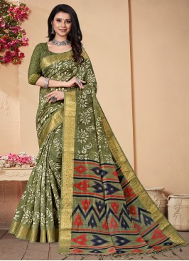 Green Weaving Banarasi Silk Trendy Saree