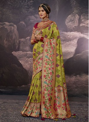 Green Weaving Contemporary Saree