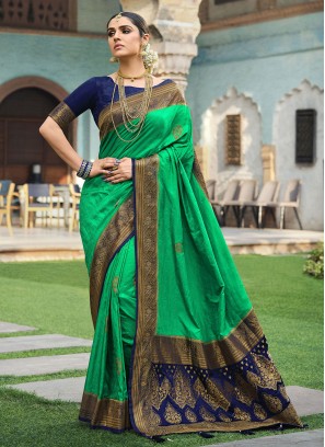 Green Weaving Engagement Classic Saree