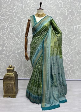 Green Weaving Reception Saree