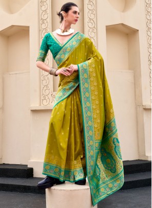Green Weaving Traditional Saree