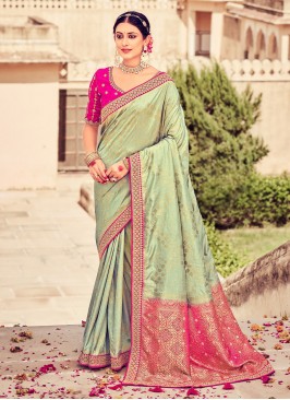 Green Weaving Wedding Trendy Saree